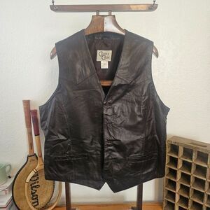 Cripple Creek Dark Brown Genuine Leather Western Cowboy Yoked Vest 3XL